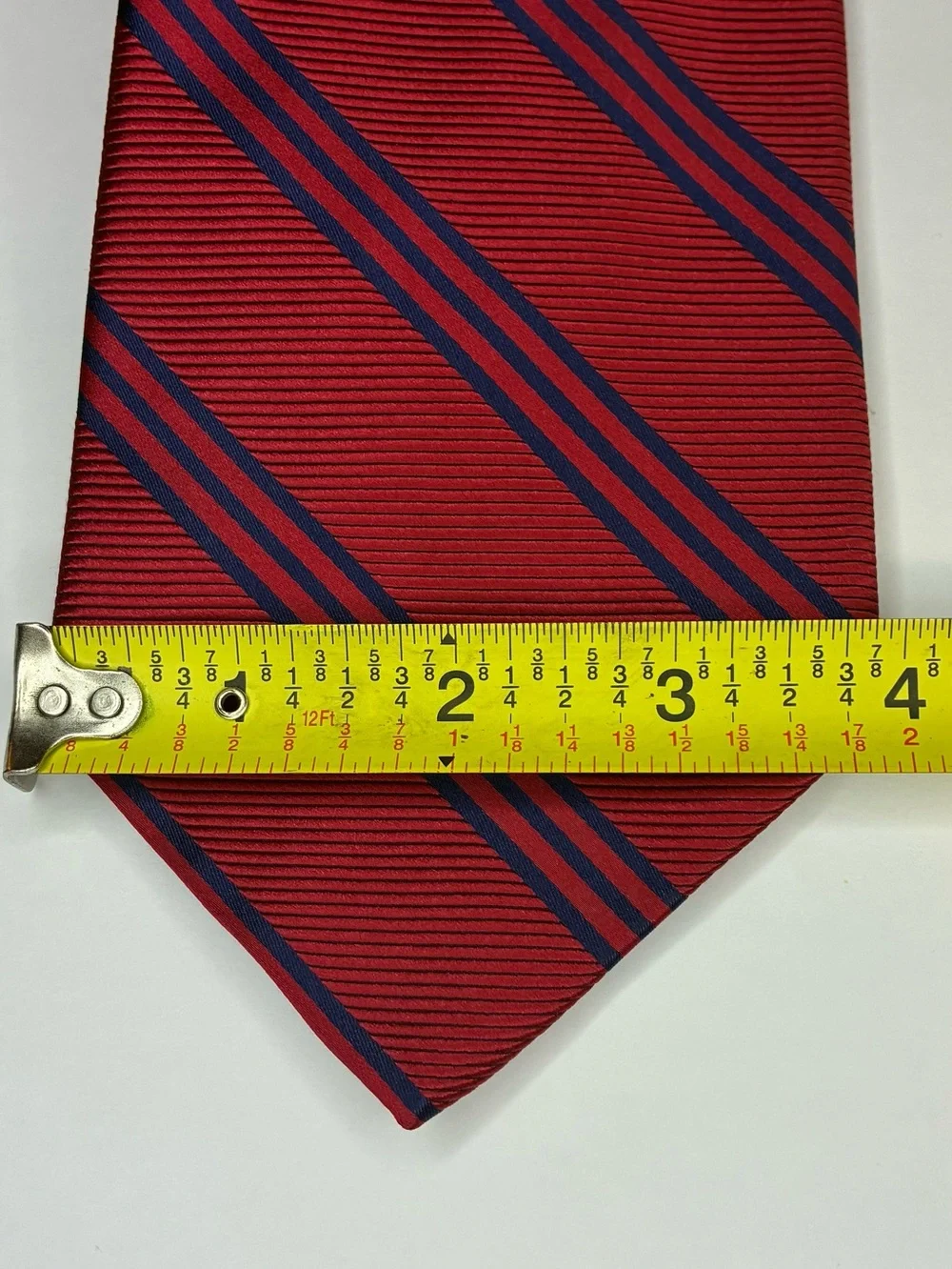 Brooks Brothers 346 Mens Silk Tie Red Navy Blue Repp Stripe Prep Career